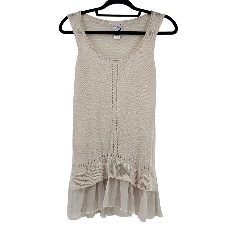 Boho Cream Tank Tunic‎ Sheer Layered Mesh Small Fairy Romantic Whimsy Festival
